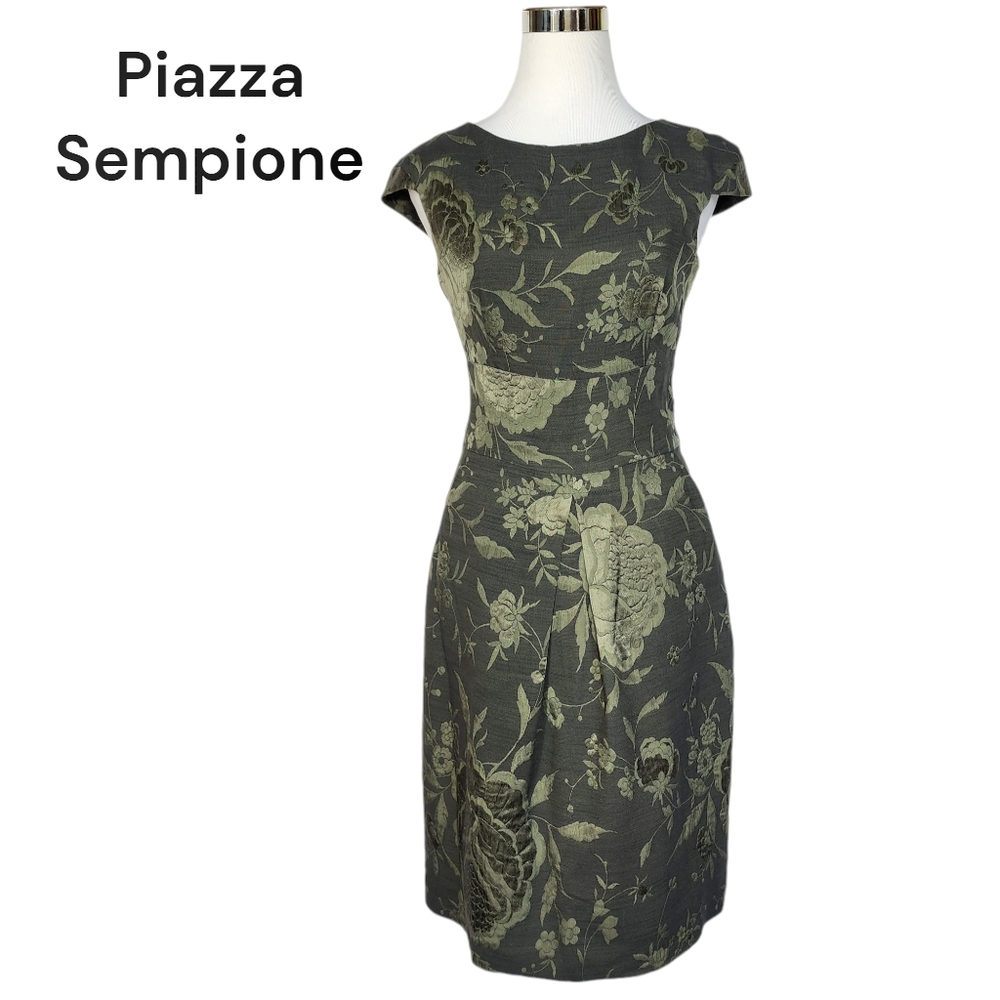 Piazza Sempione Sz M Cap Sleeves Floral Jacquard Shift Dress.